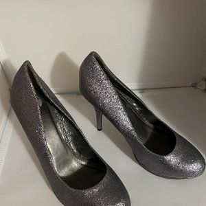 Size 10 New Womens High Heel Silver Glitter Pumps
